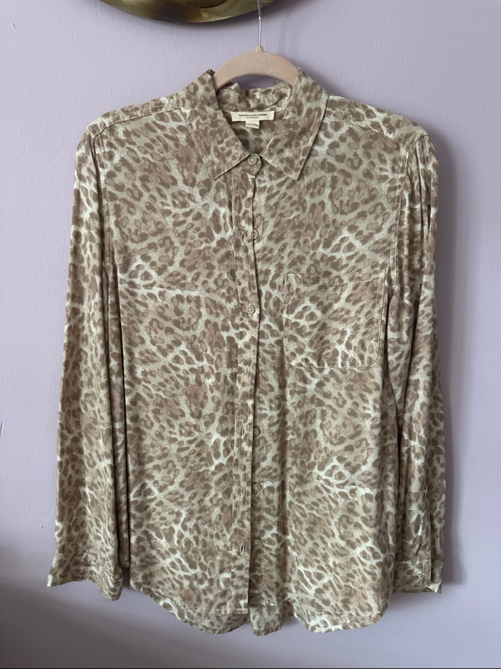 beachlunchlounge Neutral Animal Print Button-Up Blouse